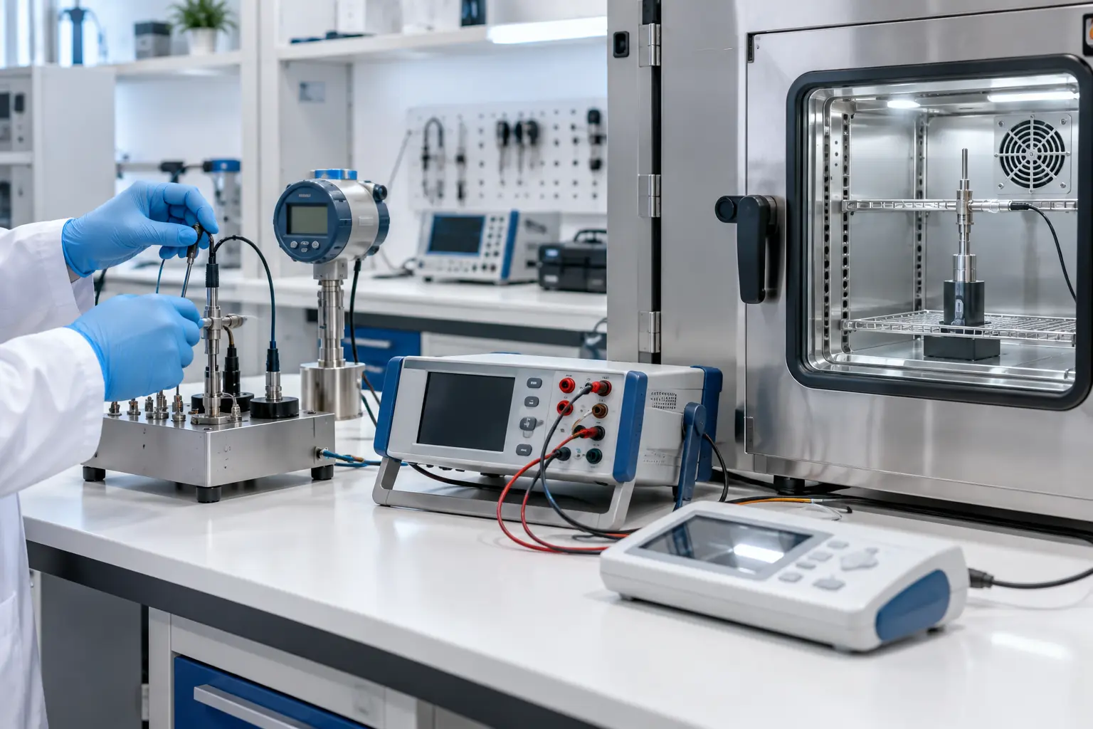 Calibration laboratory with temperature measurement equipment